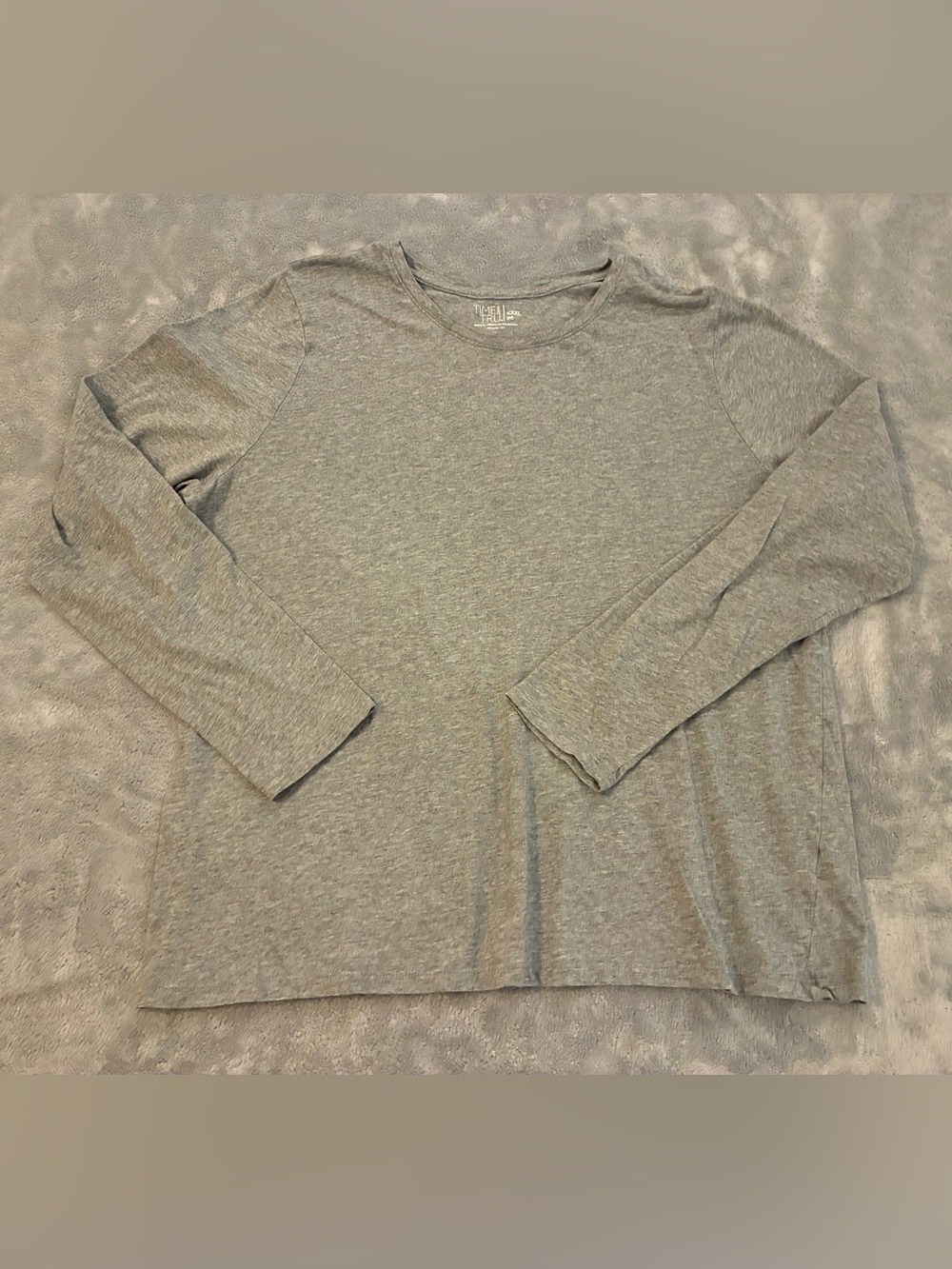 Women’s Time & True Long Sleeve Crewneck Shirt - Gray Size XXXL